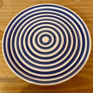 Blue & White Concentric Circle Oval Platter | Modern Minimalist Serving Plate